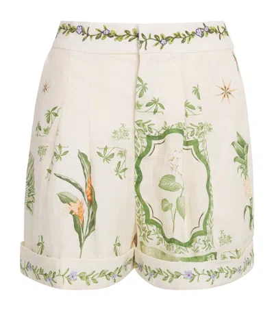 AGUA BY AGUA BENDITA LINEN EMBROIDERED ROMMY SHORTS