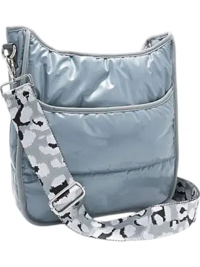 AHDORNED WOMEN'S LIQUID PUFFY CROSSBODY BAG IN NYLON GREY