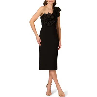 AIDAN MATTOX AIDAN MATTOX BY ADRIANNA PAPELL FLORAL EMBELLISHED ONE-SHOULDER COCKTAIL DRESS
