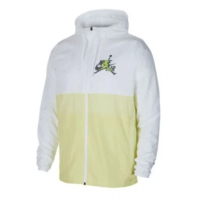 AIR JORDAN Air Jordan Alphabet Printing Basketball Sports Hooded Jacket White Yellow