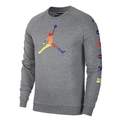 AIR JORDAN Air Jordan Athleisure Casual Sports Knit Round Neck Basketball Pullover Gray