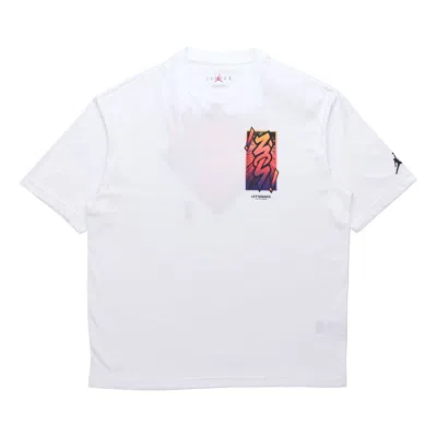 AIR JORDAN Air Jordan Dri-FIT Zion Basketball Sports Printing Knit Round Neck Short Sleeve White