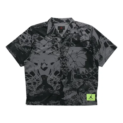 AIR JORDAN Air Jordan Flight Knitting Printing Wide Loose Basketball Short Sleeve Shirt Men's Black