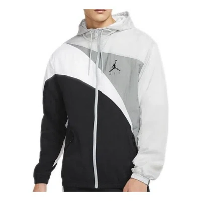 AIR JORDAN Air Jordan Jumpman Wave Asymmetric Logo Pattern Splicing Woven Jacket Black Gray