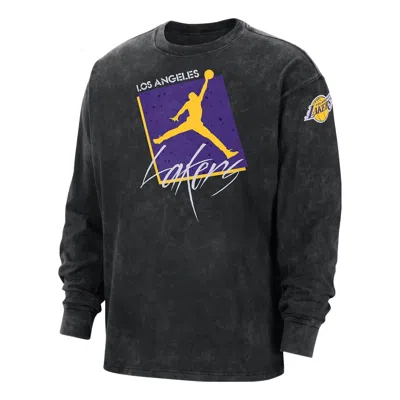 AIR JORDAN Air Jordan Los Angeles Lakers Courtside Statement Edition Long Sleeve T-shirt 'Black'