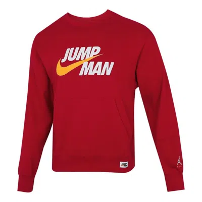 AIR JORDAN Men's Air Jordan Casual Sports Alphabet Printing Round Neck Pullover Red