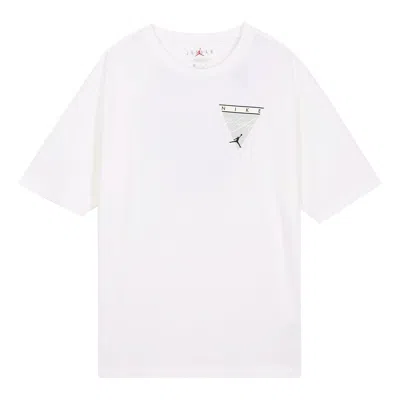 AIR JORDAN Men's Air Jordan Flight Essentials Washed Basketball Sports Printing Round Neck Short Sleeve White T