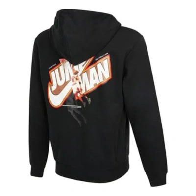 AIR JORDAN Men's Air Jordan Logo Casual Fleece Lined Hooded Thicken Sports Long Sleeves Black Jacket