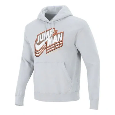 AIR JORDAN Men's Air Jordan Logo Pattern Fleece Lined Printing Loose Light Grey