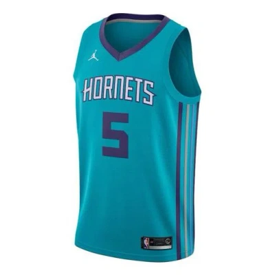 AIR JORDAN Men's Air Jordan NBA Retro Basketball Jersey/Vest SW Fan Edition Charlotte Hornets No. 5 Blue Green