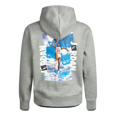 AIR JORDAN Air Jordan MENS Logo Print Fleeced Sports Hooded Jacket Grey
