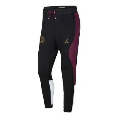 AIR JORDAN Air Jordan Paris Saint-Germain Colorblock Elastic Waistband Lacing Casual Sports Pants Black
