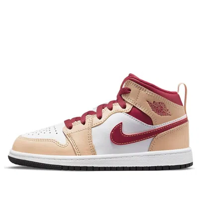 AIR JORDAN (PS) Air Jordan 1 Mid 'Light Curry Cardinal Red'