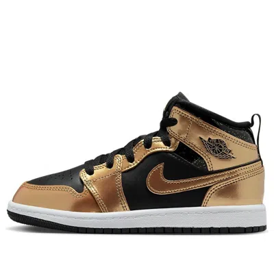 AIR JORDAN (PS) Air Jordan 1 Mid SE 'Metallic Gold Black'