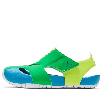 AIR JORDAN (PS) Air Jordan Flare Casual Colorblock Green Blue Yellow Sandals 'Green Blue Yellow'