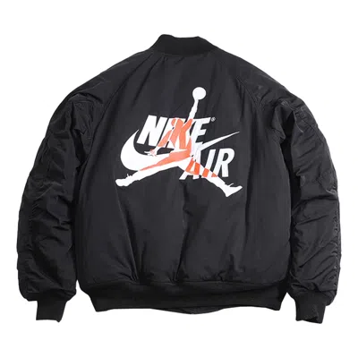 AIR JORDAN Air Jordan Wings MA-1 logo Printing Stay Warm Casual Jacket Black