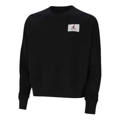 AIR JORDAN (WMNS) Air Jordan Flight Short Logo Round Neck Pullover Hoodie 'Black'