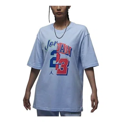 AIR JORDAN (WMNS) Air Jordan Graphic Logo Oversize T-shirt Asia Sizing 'Light Blue'