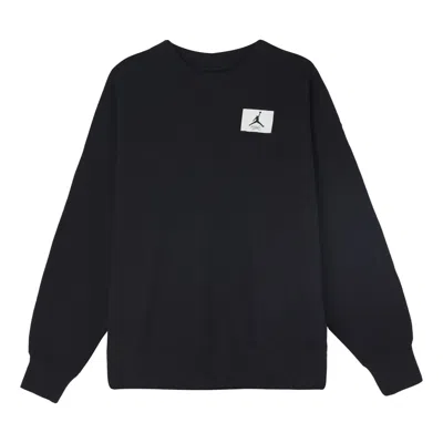 AIR JORDAN (WMNS) Air Jordan Logo Knit Round Neck Sports Hoodie Black