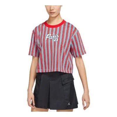 AIR JORDAN (WMNS) Air Jordan SS22 Paris Saint-Germain Stripe Printing Short Sleeve Red