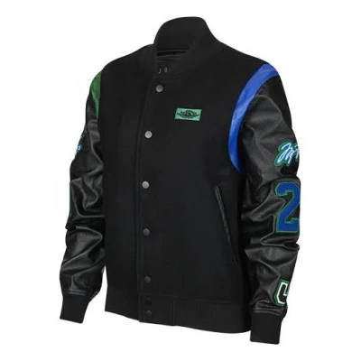 AIR JORDAN (WMNS) Air Jordan x Aleali May Stand-up Collar Baseball Jacket Black