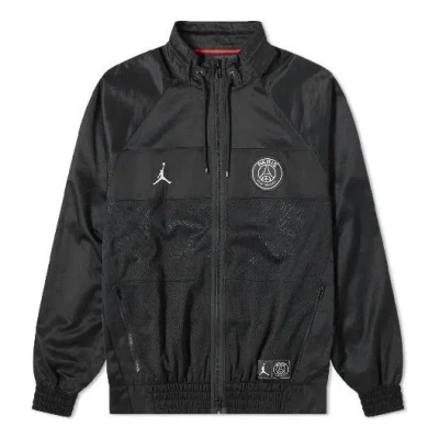 AIR JORDAN Air Jordan x PSG Crossover Alphabet Printing Long Sleeves Zipper Jacket Black