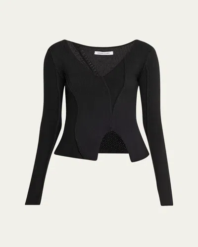 AISLING CAMPS EDDY V-NECK EXPOSED SEAM SWEATER