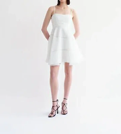 AJE AJE. CINQUE JACQUARD MINI DRESS IN IVORY - SIZE 6