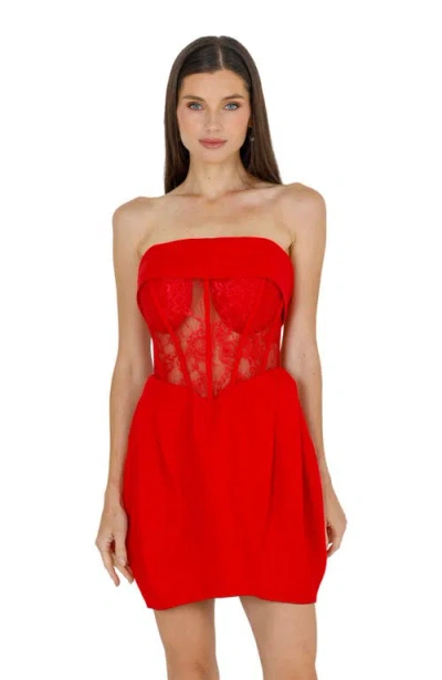 AKALIA AKALIA DAISY STRAPLESS LACE CORSET DRESS