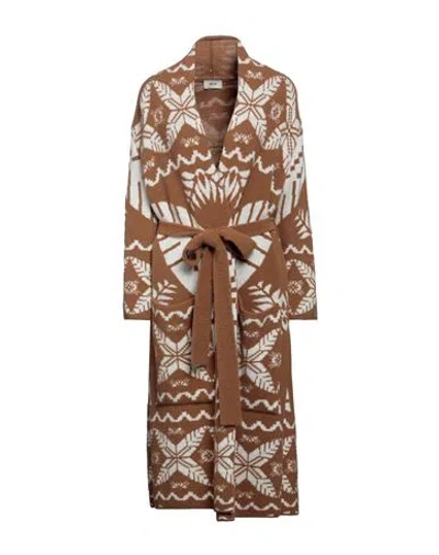 AKEP AKEP WOMAN CARDIGAN CAMEL SIZE 4 POLYAMIDE, MERINO WOOL, ACRYLIC