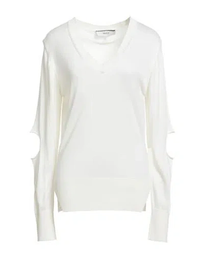 AKEP AKEP WOMAN SWEATER WHITE SIZE 10 VISCOSE, MERINO WOOL, POLYAMIDE