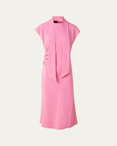 AKRIS CREPE MOCK-NECK MIDI DRESS