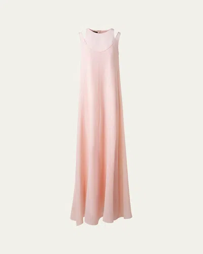 AKRIS LAYERED SHOULDER CUTOUT SILK GOWN
