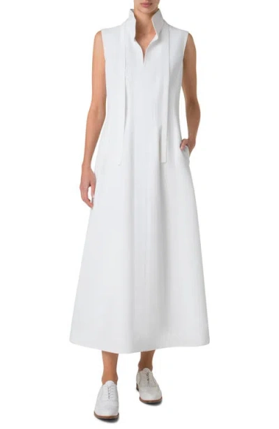 AKRIS AKRIS TIE NECK SLEEVELESS MAXI DRESS