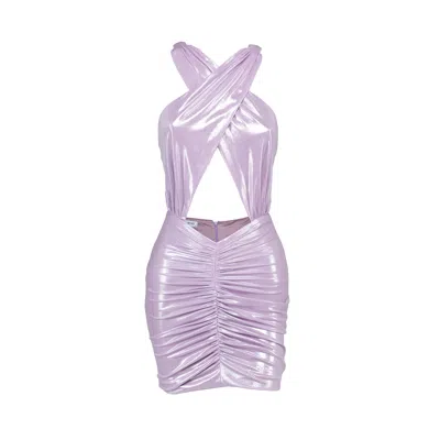 AL REVES WOMEN'S PINK / PURPLE NANCY MINI SHINY DRESS