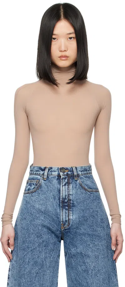 ALAÏA BEIGE SECOND SKIN BODYSUIT