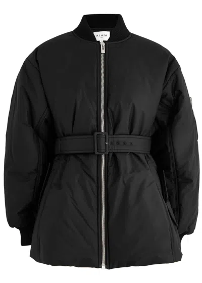 ALAÏA ALAÏA BELTED COTTON-BLEND BOMBER JACKET