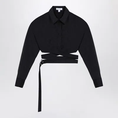 ALAÏA ALAIA DARK GREY COTTON CROSSOVER SHIRT WOMEN