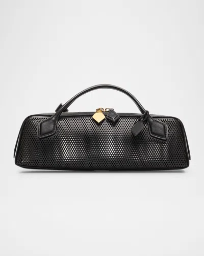 ALAÏA LE TECKEL CLUTCH BAG IN FISHNET LEATHER