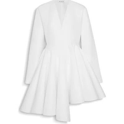 ALAÏA ALAÏA LONG SLEEVE COTTON POPLIN MINIDRESS