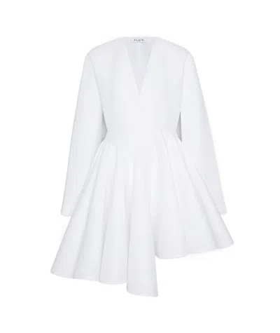 ALAÏA ALAÏA ASYMMETRICAL V-NECK SHORT DRESS