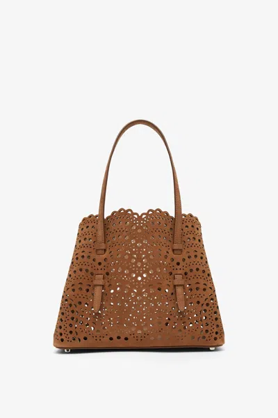 ALAÏA MINA 25 BROWN NUBUCK TOTE BAG