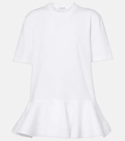 ALAÏA PEPLUM COTTON JERSEY T-SHIRT