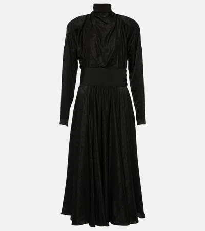 ALAÏA ALAÏA TIE-NECK SILK-BLEND MIDI DRESS
