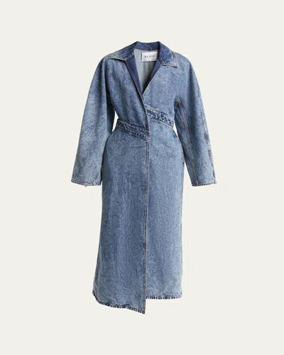 ALAÏA WRAP DENIM TRENCH COAT