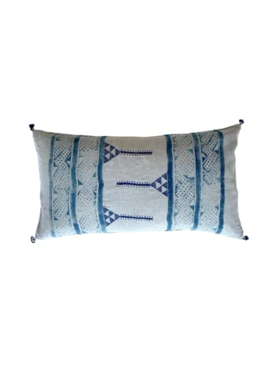 ALAMWAR ALAMWAR MANCALA INDIGO LUMBAR PILLOW
