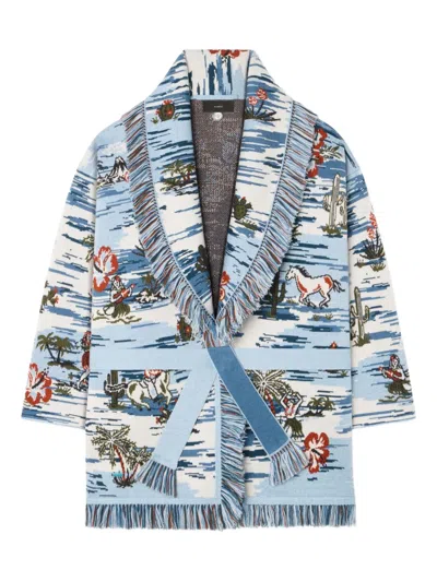 ALANUI TEX-HAWAII ROUNDTRIP FRINGED TAPESTRY CARDIGAN