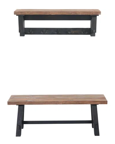ALATERRE ALATERRE ADAM 42IN SOLID WOOD HOOK WITH SHELF & BENCH SET