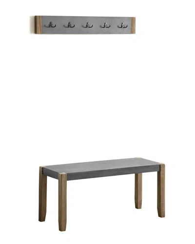 ALATERRE ALATERRE NEWPORT 40IN COAT HOOK & FAUX CONCRETE BENCH SET