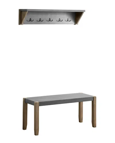 ALATERRE ALATERRE NEWPORT 40IN COAT HOOK WITH SHELF & FAUX CONCRETE BENCH SET